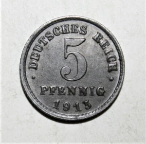 S12 - Germany 5 Pfennig 1915-G Uncirculated Iron Coin - Imperial Eagle - Picture 1 of 2