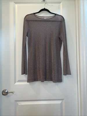 Top túnica Victoria’s Secret brillante metálico púrpura gris transparente manga larga M Foto 1 de 4