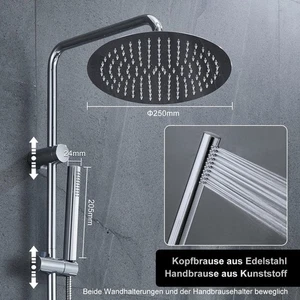 JOHO Edelstahl-Duschsystem Rundes Duschset Kopfbrause Regendusche Badezimmer D25 - Bild 1 von 12