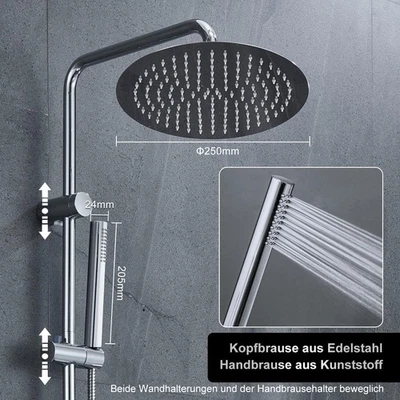 JOHO Edelstahl-Duschsystem Rundes Duschset Kopfbrause Regendusche Badezimmer D25 - Bild 1 von 4
