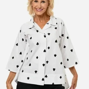 SNAPDRAGON & TWIG Queen of Hearts Card Suits Vegas Alice Shirt XS passt XS S M - Bild 1 von 8