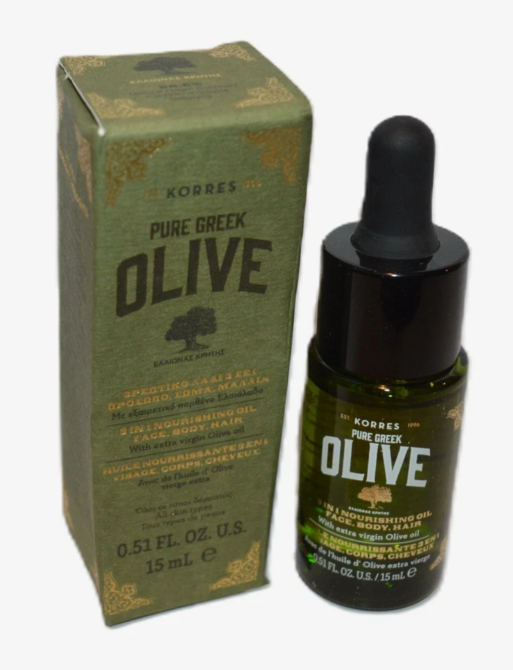 Korres Pure Greek Olive 3-In-1 Nourishing Oil 15ML .51 fl oz Travel Size - Image 1 of 4