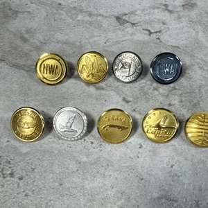 9 Vtg Obsolete Airline Buttons TWA NWA Delta National American Cubana #4112 - Picture 1 of 9