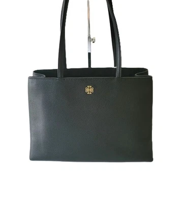 Tory Burch Britten Tote Handbag Black Pebbled Leather 162817 - Image 1 of 4