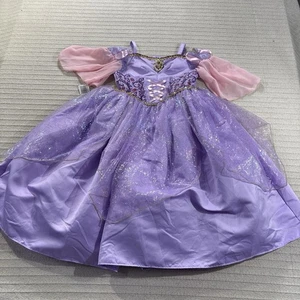 Disfraz Rapunzel Enredado Niñas Mediano 7/8 Disney Store De Lujo Oro Rosa Esponjoso - Imagen 1 de 12