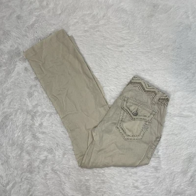 Miss Me Womens Size S Small 100% Linen Cargo Pants Ivory Off White Straight Leg - Image 1 of 4