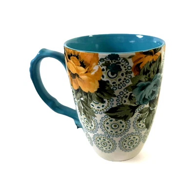 Taza Pioneer Mujer "Sombra Rosa" 24 Onzas Verde Azulado y Dorado Floral Jumbo Latte Foto 1 de 4