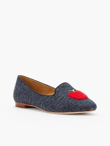Talbots Ryan Red Apple Denim Blue Loafers Classic Preppy Teacher Business SZ 9.5 - Picture 1 of 5