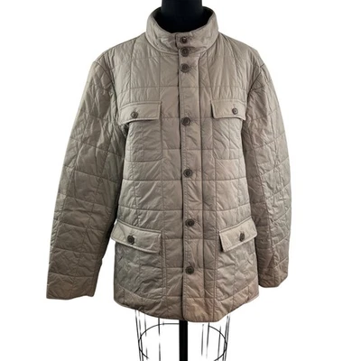 Chaqueta acolchada Aldo Maria Testa beige para hombre cuello falso clásica cremallera completa talla 56 Foto 1 de 4