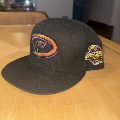 New Era Arizona Diamondbacks Black Fitted Hat MLB 2001 World Series Cap 7 3/8 - Image 1 of 4