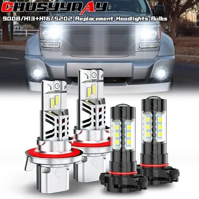 Farol dianteiro LED Hi/Lo + kit de luzes de neblina para Dodge Nitro 2010-2011 combo 6000K - Imagem 1 de 4