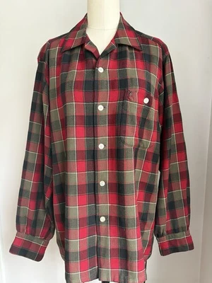 Camisa De Colección Sir Pendleton A Cuadros Lana Virgen Cuello Lazo Abotonada M Foto 1 de 4