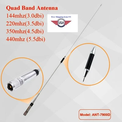 Antena móvel quad band ANT-7900D para rádio QYT KT-7900D 144/220/350/440MHz - Imagem 1 de 4
