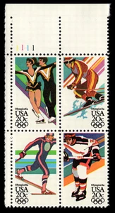 US Scott # 2070a, 14th Winter Olympic Games, Plate Block (4) 1984 20¢ Stamps MNH - Picture 1 of 1