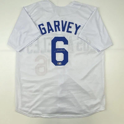 Autographed/Signed STEVE GARVEY Los Angeles White Baseball Jersey Beckett COA - Image 1 of 4