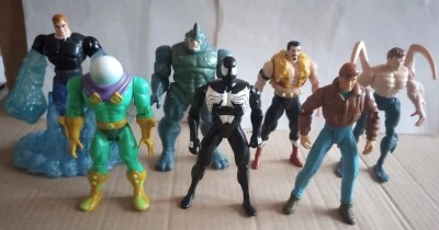 Lote de figuras de acción serie animada ToyBiz Spider-Man Peter Rhino Hydroman años 90 Foto 1 de 4