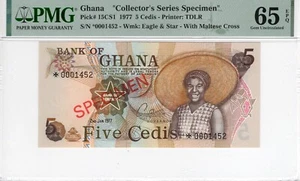 Ghana - 5 Cedis Specimen -1977 Pick#15CS1 Gem Uncirculated 65 EPQ PMG - Picture 1 of 2