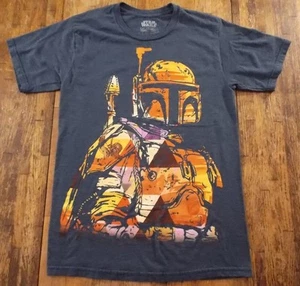 Mens (S) STAR WARS Stylized BOBBA FETT Graphic S/S Gray T Shirt - Picture 1 of 5
