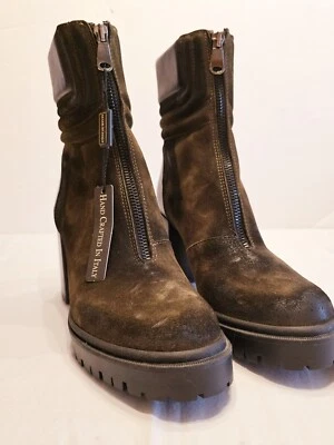 Botines Emanuele Castro Oliva Gamuza Envejecida Y Cuero Talla 7.5/38 Nuevos Sin Caja Foto 1 de 4