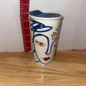 Starbucks Coffee Travel Mug Tumbler Mermaid Winking Eye Ceramic 10Oz Small Marks - Picture 1 of 8