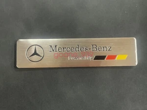 Mercedes-Benz Powered by Fender Door Metal Emblem Badge Sticker Matte Silver - Picture 1 of 5