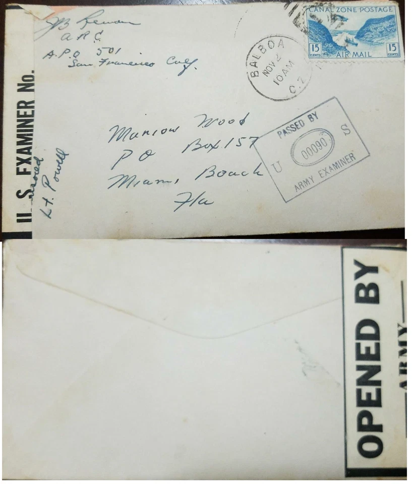 L) 1942 CANAL ZONE, AZUL, BARCO, 15C, CORREO AÉREO, CUBIERTA CIRCULADA DESDE CANAL ZONE  Foto 1 de 1