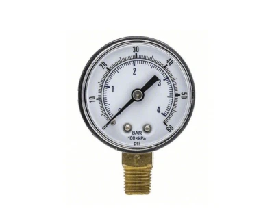 Pneumatic Air Gauge 0-60 PSI Lower Mount 1/4 NPT Size Thread 2" Face - Image 1 of 3