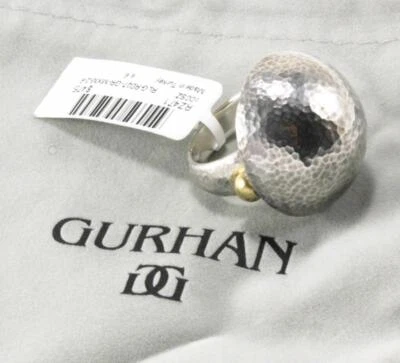 GURHAN 925 STERLING SILVER HAMMERED TEXTURE DOMED MUSHROOM RING SIZE US-6 - Image 1 of 4