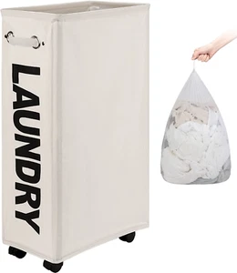 Dokehom 29 Zoll vergrößerter schmaler Wäschekorb mit abnehmbarem Kulturbeutel auf Rollen - Bild 1 von 12