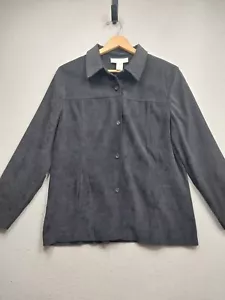 NORTON MCNAUGHTON Camisa Chaqueta Mujer 14 Negra Manga Larga Abotonada Chamarra - Imagen 1 de 6