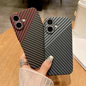 Ultra Thin Carbon Fiber Texture Matte Case For iPhone 16 15 14 13 11 12 Pro Max - Picture 1 of 32
