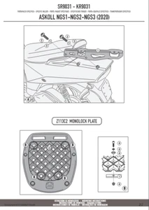 KAPPA Attacco Post. Per Piastra Bauletto Monolock Per Askoll NGS1 2020-2023 - Foto 1 di 4
