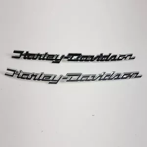 Harley Davidson Chrome & Black Fuel Tank Emblems Set 08-23 Touring OEM - Picture 1 of 7