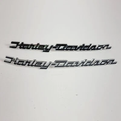 Harley Davidson Chrome & Black Fuel Tank Emblems Set 08-23 Touring OEM - Image 1 of 4