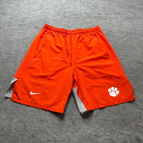 Clemson Tigers Nike Training Shorts Men M Orange White DRI-FIT 9.5" Drawstring Cover