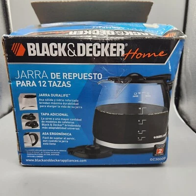 Cafetera Black & Decker 12 tazas jarra de repuesto modelo GC3000B NUEVA caja abierta Foto 1 de 4