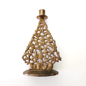 Vintage Weihnachtsbaum geformt Messing Kerzenhalter 9,5" - Bild 1 von 6