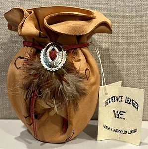 Leather Wrapped Native American Style Vase- Westfence Leather 5” - Picture 1 of 7