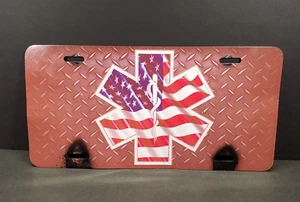 EMT Logo Bandera Americana Novedad Matrícula Bomberos Ambulancia Usado - Imagen 1 de 6
