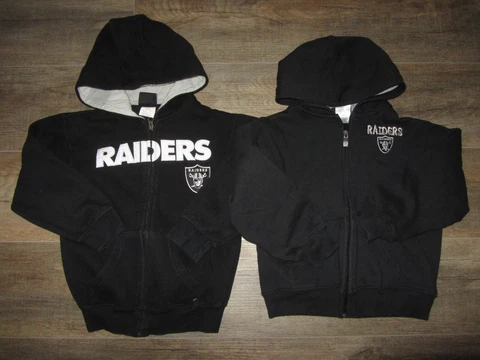 2-Lot Oakland Raiders NFL Football Hooded Sweatshirts Black Kids M 5-6 L (7) Cover
