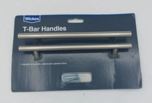 Wickes 2 Pack T Bar Handles Cupboard Doors 22cm Brushed Nickel H16 - Picture 1 of 9