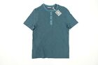 MICHAEL BASTIAN M8S551 Rayas Azul Musgo Pequeño Henley Camiseta Hombre Nwt Nuevo