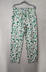 Old Navy Women Pants Medium Cream Graphic Print 100% Cotton Drawstring Lounge - Picture 1 of 19