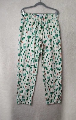 Old Navy Women Pants Medium Cream Graphic Print 100% Cotton Drawstring Lounge - Image 1 of 4