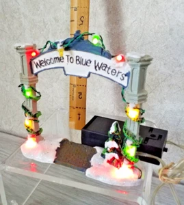 Holiday Time Christmas Village Lighted Arch “Welcome To Blue Waters” Accessory - Picture 1 of 5
