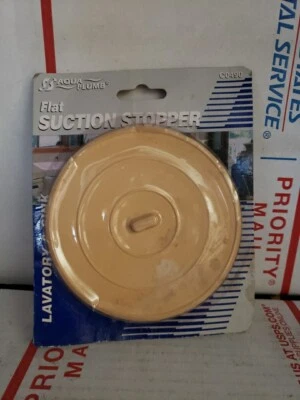 Aqua Plumb Flat Drain Stopper Rubber Suction W Tab Sink Tub Off White ~ T3#76 - Imagem 1 de 2