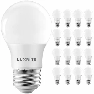 Luxrite A15 LED Light Bulb 40W Equivalent Dimmable 4000K 600lm E26 Base 16-Pack - Picture 1 of 7