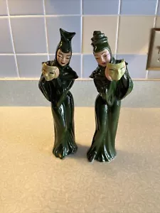 Par de hermosas estatuas de comedia y tragedia de estudio de arte de cerámica de colección - Imagen 1 de 12