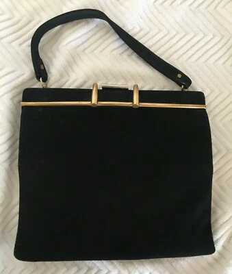 BOLSO DE MANO LEWIS VINTAGE GAMUZA NEGRO AÑOS 50 Foto 1 de 4