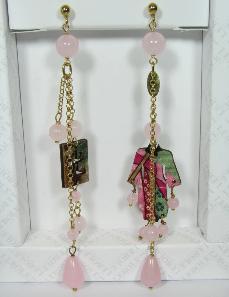 Orecchini Kimono Ciuffo Lungo Rosa - Immagine 1 di 1